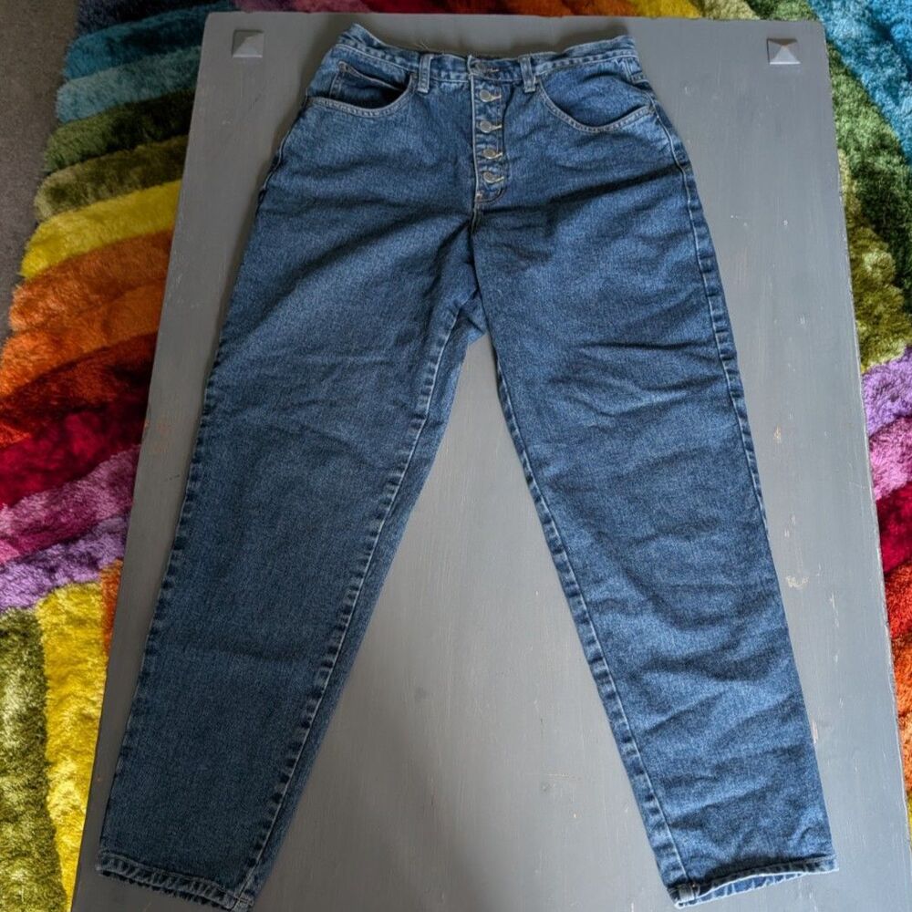 NY Jeans High Rise Button Fly Straight Leg Denim – Medium Wash – Vintage Style